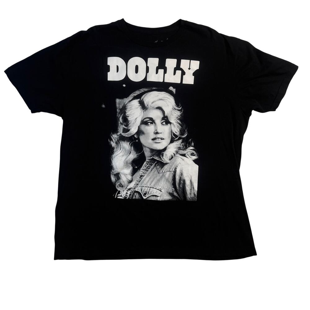 Dolly Parton Graphic T Shirt Young Portrait Black Mens XL Official Vintage Style